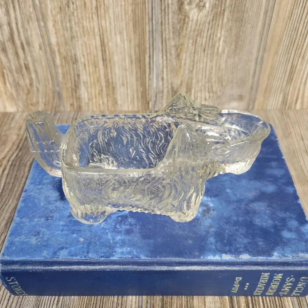 Vintage LE Smith Scottie Dog Clear Glass Creamer 1930s Post Cereal Premium Dish